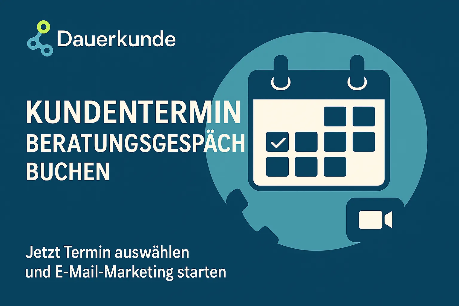 Beitragsbild Kundentermin: Illustration eines Kalenders mit Häkchen, Telefon- und Videocall-Symbol – Symbol für Terminbuchung und Beratungsgespräch im E-Mail-Marketing.